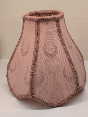 Vintage Pink Laurel Wreath Scalloped Bell Lampshade - 10" Designer Quality